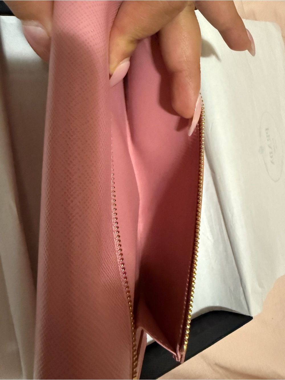 Authentic Prada Pink Saffiano Leather Wallet with Gold Logo Authentic - Picture 12 of 13